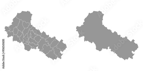 Vologda Oblast map, administrative division of Russia. Vector illustration.