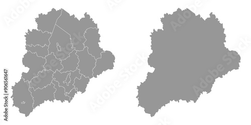 Yaroslavl Oblast map, administrative division of Russia. Vector illustration.