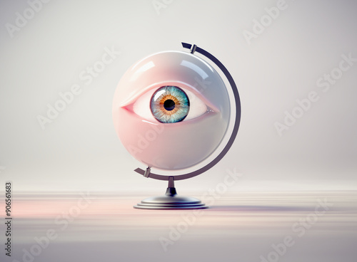 Human eye in the earth glob...