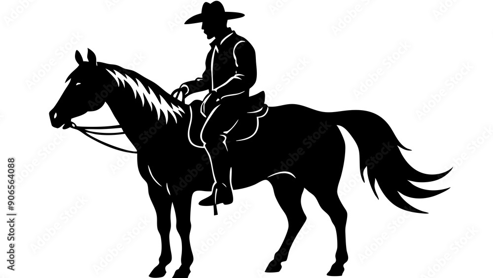Dynamic Cowboy on Horse Silhouette Graphics for Country Lifestyle Dynamic Cowboy on Horse Silhouette Graphics for Country Lifestyle