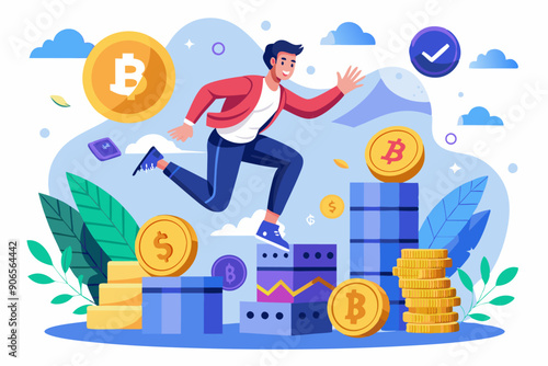 A man in the world of cryptocurrency in pursuit of success