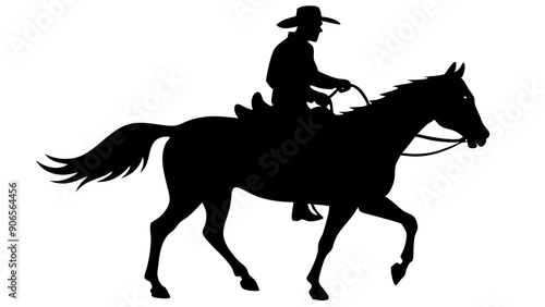 Dynamic Cowboy on Horse Silhouette Graphics for Country Lifestyle