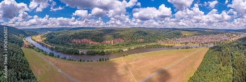 Foto Aerial panoramic view of the river Main in Germany