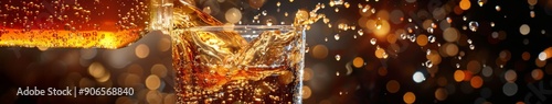 Inviting Close-up of Coke Beverage Pouring into a Glass on a Dark Background, Capturing the Essence of Refreshment