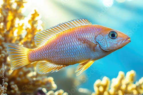 Vibrant Underwater Scene with Colorful Fish and Coral Reefs