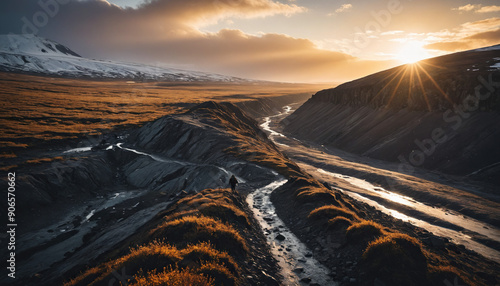 Tundra Roams in Rainy Winter: The Expeditioner's Jaunt Immersed in Landslide