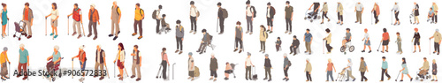 Age evolution stages modern set. Isometric people of different generations.