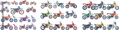 Illustration scooter and motorcycle, chopper and sport bike. Motorcycle and scooter, bike and chopper.