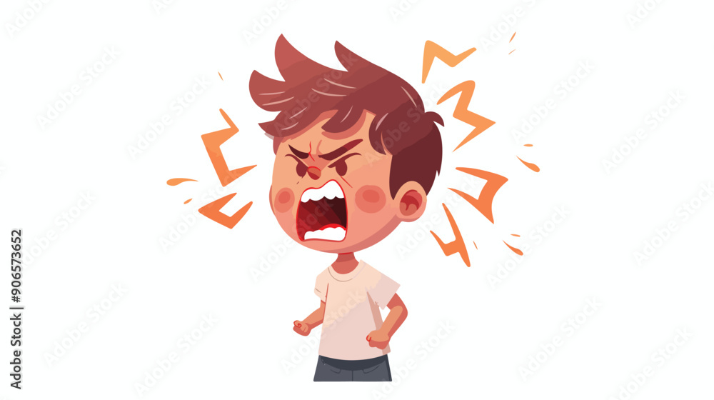 Furious Child Boy Unleashes Thunderous Cries Face Furious Child Boy Unleashes Thunderous Cries Face