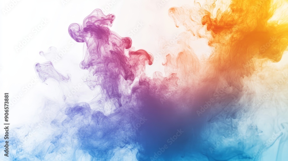 White background with abstract colored smoke White background with abstract colored smoke