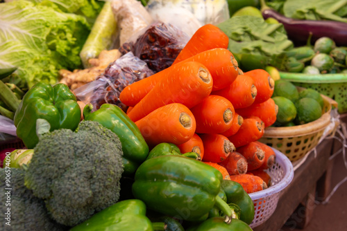 Fototapeta Naklejka Na Ścianę i Meble -  Fresh vegetables selling on market