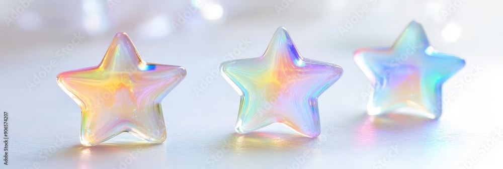Each star shape shimmers with a different color gradient Each star shape shimmers with a different color gradient