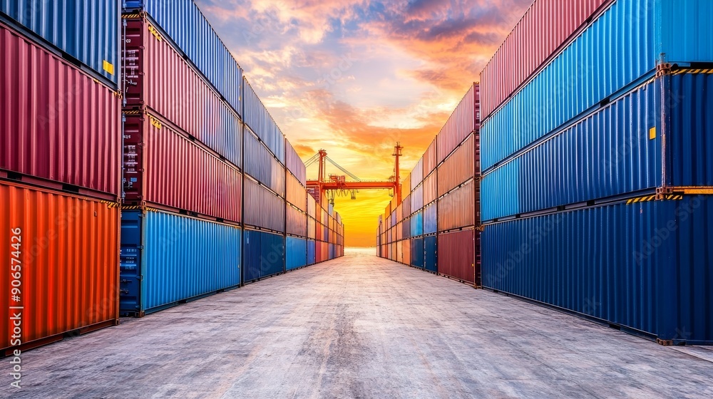 Fototapeta premium Dedicated to global business logistics for freight carriers and cargo transportation with clear blue skies and ample ground space
