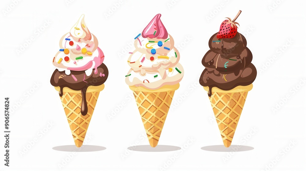 Vector illustration of tasty cone ice cream. Vector illustration of tasty cone ice cream.