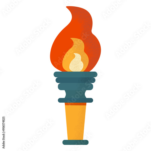 Illustration of an Olympic torch with a burning flame. Ideal for projects at the Olympic Games, sports and international events. Symbols of the relay, victory in the competition, champion