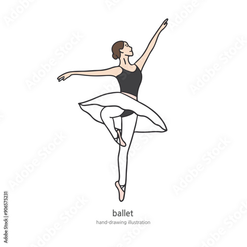 a line illustration of the ballerina's movements
