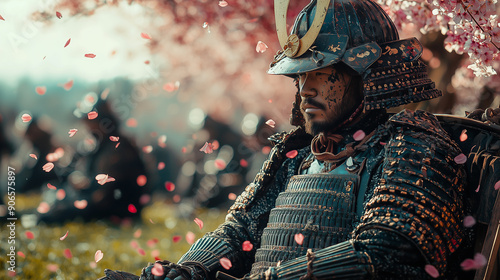 A formidable samurai general commands his warriors in a daring attack on the daimyo's fortress, showcasing unmatched bravery and strategic prowess in the pursuit of honor and victory photo