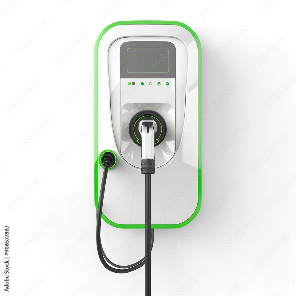 Ev charging station, green energy power, ev car, on white background Ev charging station, green energy power, ev car, on white background