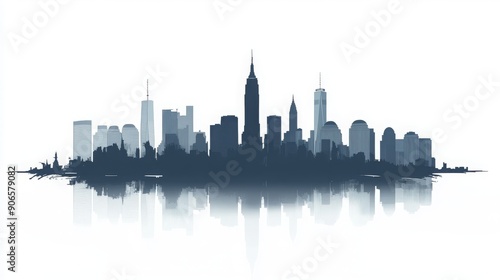 Wallpaper Mural USA Cityscape silhouette, minimalism, white backgroud, copy and text space, 16:9 Torontodigital.ca