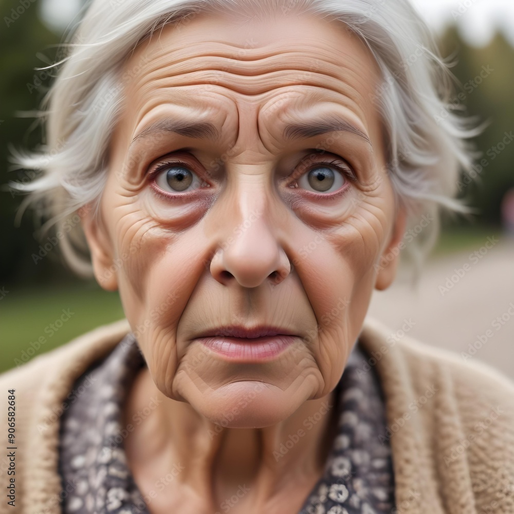Elderly confused Caucasian white woman with a bewildered look Elderly confused Caucasian white woman with a bewildered look
