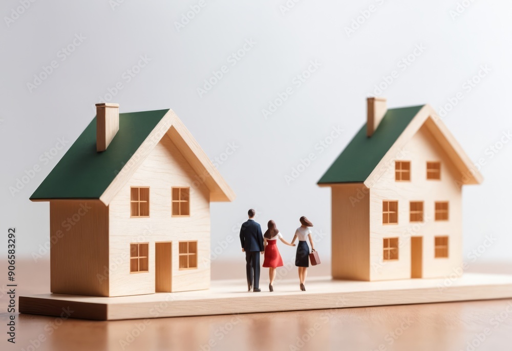wooden house maquette model home affordability and wealth level finance concept wooden house maquette model home affordability and wealth level finance concept