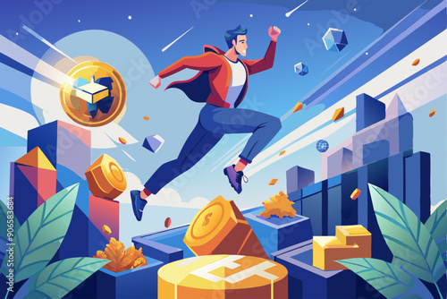 A man in the world of cryptocurrency in pursuit of success