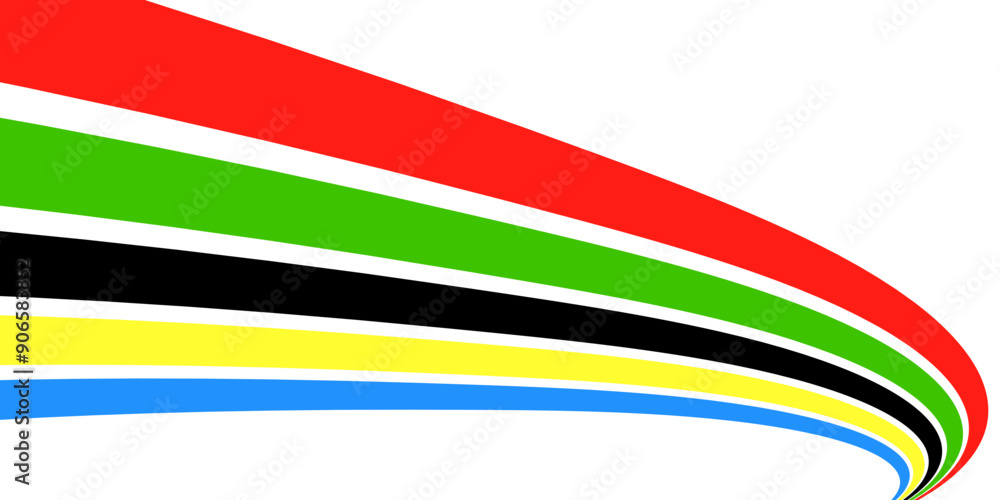 Abstract wavy stripes way of Olympic games colors isolated white background. Vector illustration. Abstract wavy stripes way of Olympic games colors isolated white background. Vector illustration.