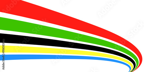 Abstract wavy stripes way of Olympic games colors isolated white background. Vector illustration.