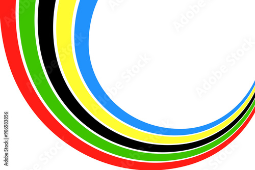 Abstract wavy stripes way of Olympic games colors isolated white background. Vector illustration.