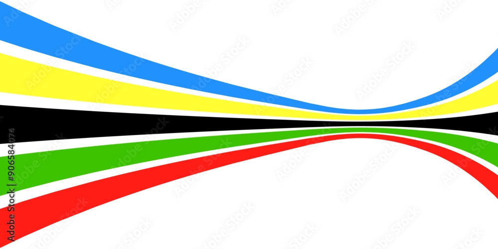Abstract wavy stripes way of Olympic games colors isolated white background. Vector illustration. Abstract wavy stripes way of Olympic games colors isolated white background. Vector illustration.