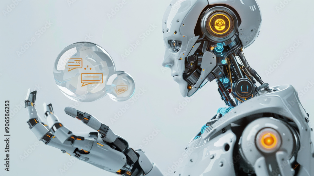 Fototapeta premium Modern AI Chatbot as Robot or Cyborg