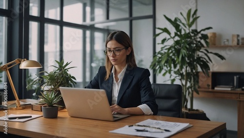 business woman working with laptop