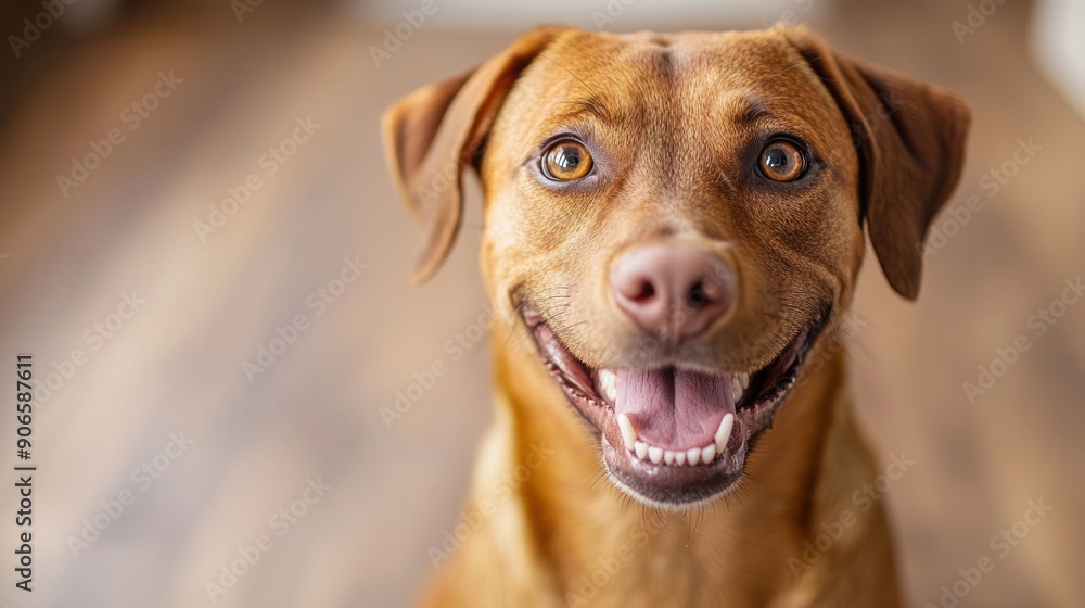 A friendly, mixed-breed dog with soulful eyes sits in a bright, welcoming room, gazing up hopefully, surrounded by soft lighting and a cozy atmosphere. The scene emphasizes the joy of adopting a pet A friendly, mixed-breed dog with soulful eyes sits in a bright, welcoming room, gazing up hopefully, surrounded by soft lighting and a cozy atmosphere. The scene emphasizes the joy of adopting a pet