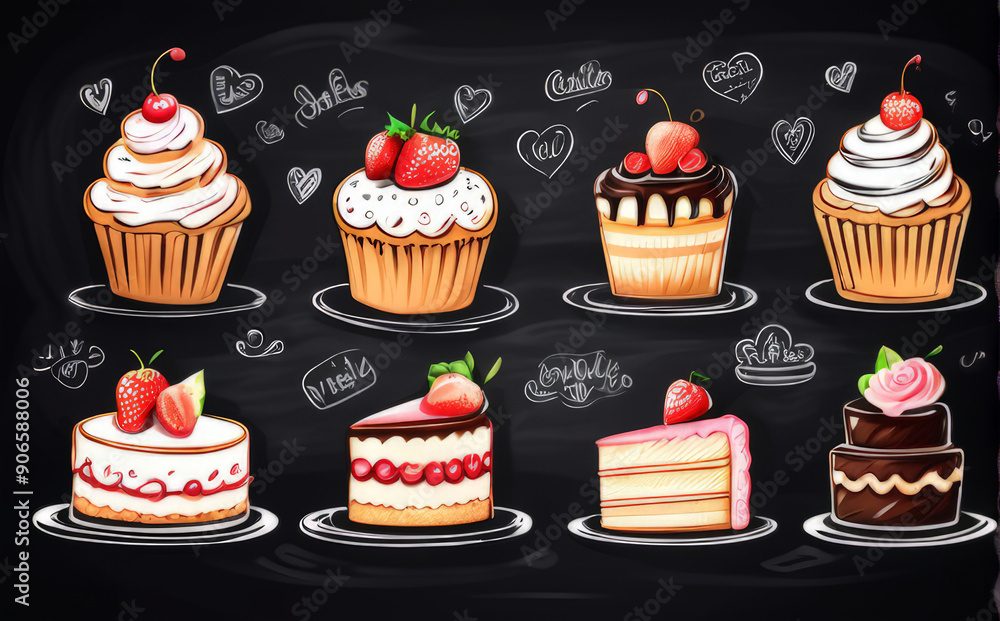 advertising chalkboard cakes desserts menu in the restaurant with copy space advertising chalkboard cakes desserts menu in the restaurant with copy space