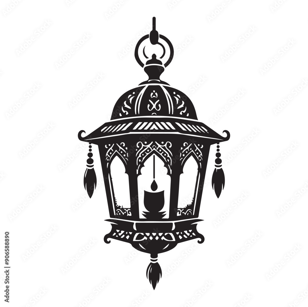 Hanging lantern Silhouette icon vector Hanging lantern Silhouette icon vector