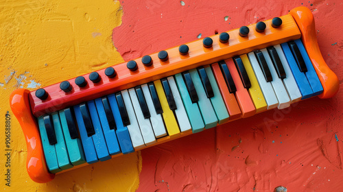 Melodica in vibrant carnival, musical instrument, festive and playful photo