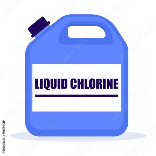 Liquid chlorine in big bottle isolated on white background.
