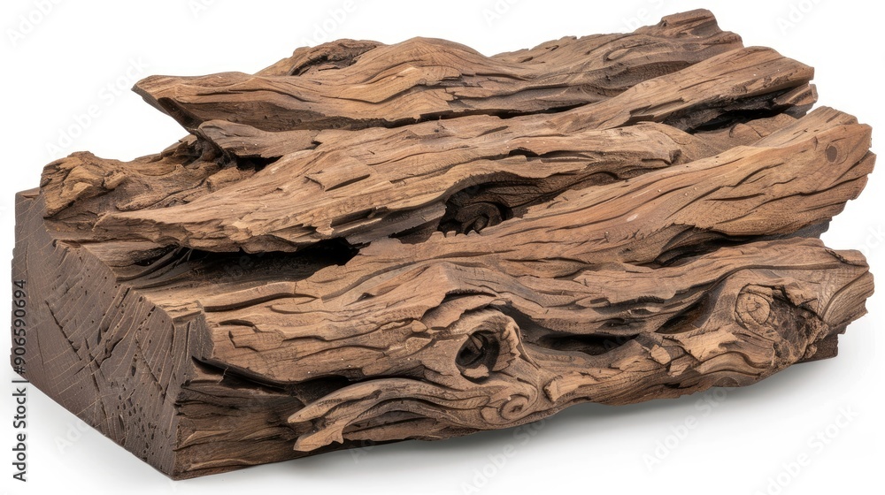 A stunning driftwood branch showcases its intricate shapes and textures, resting elegantly against a bright, neutral background A stunning driftwood branch showcases its intricate shapes and textures, resting elegantly against a bright, neutral background