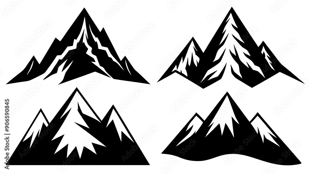 High-Quality Mountain Peaks Silhouette for Adventure and Travel Designs High-Quality Mountain Peaks Silhouette for Adventure and Travel Designs