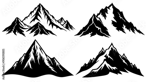 High-Quality Mountain Peaks Silhouette for Adventure and Travel Designs