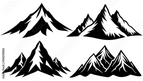 High-Quality Mountain Peaks Silhouette for Adventure and Travel Designs