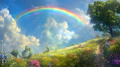 Rainbow Over a Meadow