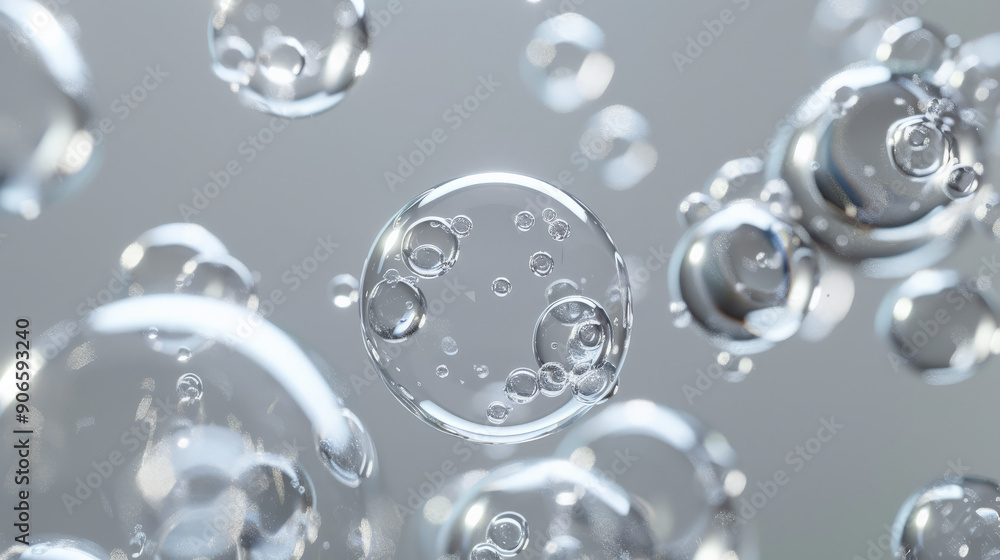 Floating Liquid Bubbles, Abstract 3D Render Floating Liquid Bubbles, Abstract 3D Render