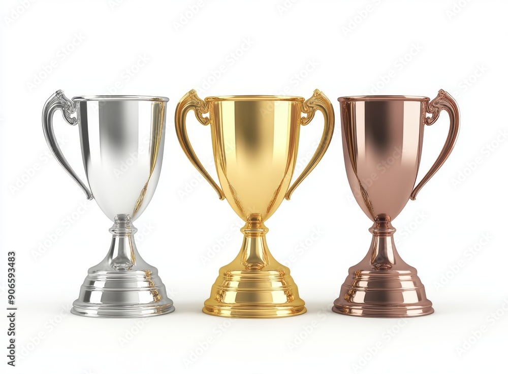 There are three shiny trophies (golden, silver, and bronze), which have been cut out There are three shiny trophies (golden, silver, and bronze), which have been cut out