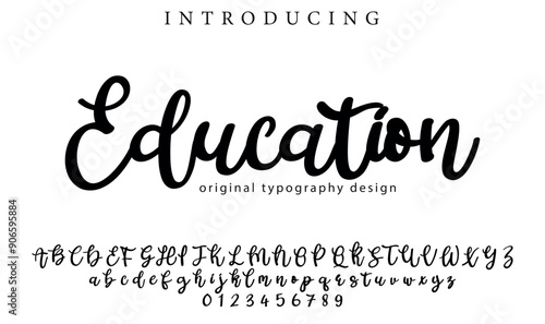 Education Font Stylish brush painted an uppercase vector letters, alphabet, typeface