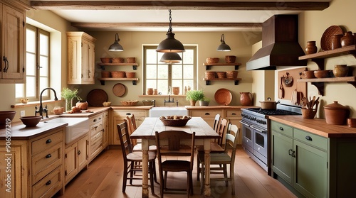 Interior design of a rustic kitchen