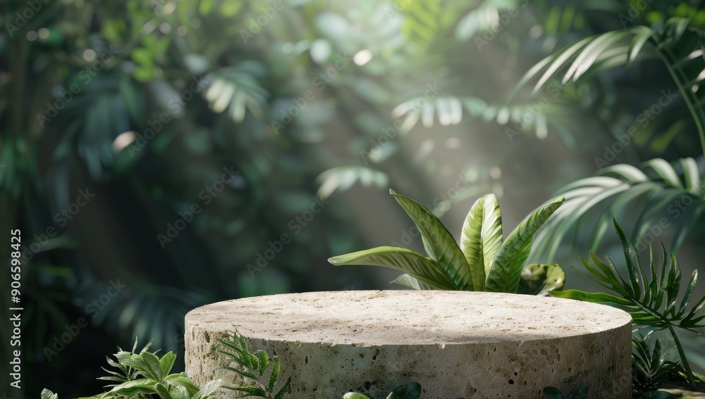 Stone Platform in a Lush Tropical Forest Stone Platform in a Lush Tropical Forest