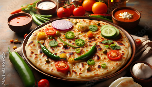 close view of indian food paratha