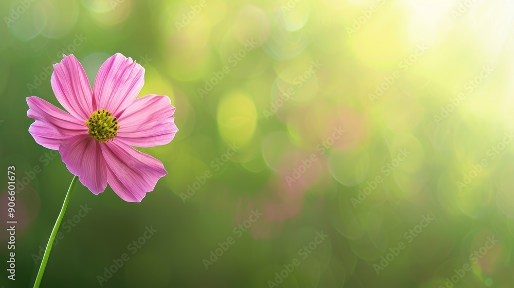 Single Pink Flower in Green Nature Single Pink Flower in Green Nature