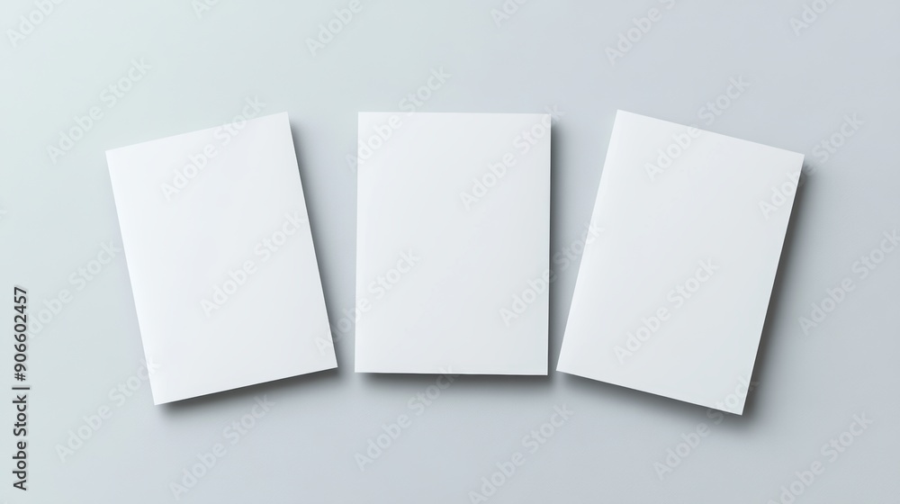 On a white background, a mock up of a half-folded A4 booklet with a white background On a white background, a mock up of a half-folded A4 booklet with a white background